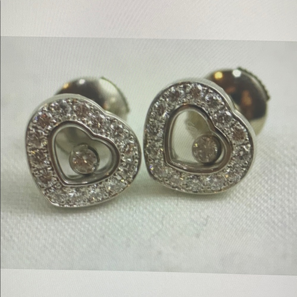 Chopard Silver Heart Earrings with Sparkling Stones